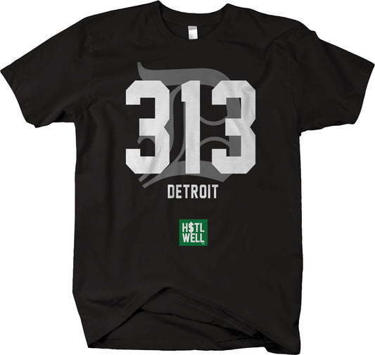 313 Area Code Short Sleeve T-shirt - Detroit Native - Proud Collection 313