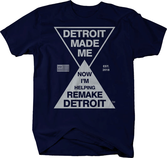 Remake Detroit T-shirt - Detroit Made Me - USD 313 Detroit Love - LARGER SIZES