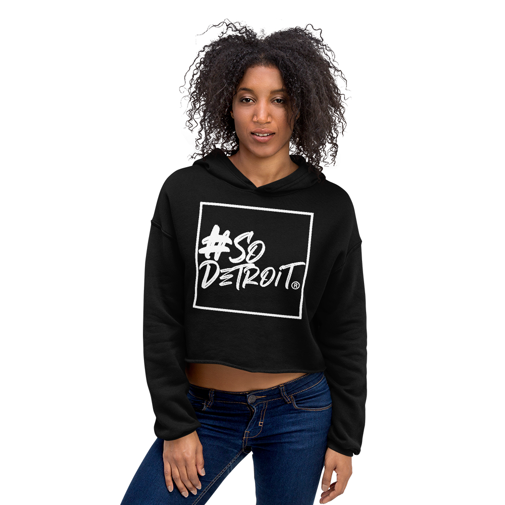 Ladies' #SoDetroit Framed Logo Crop hoodie