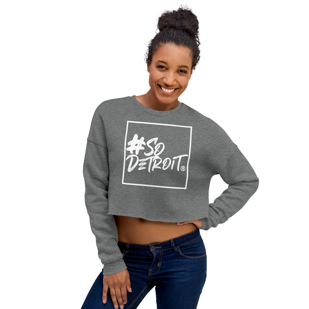 Ladies' #SoDetroit Framed Logo Crop Sweatshirt