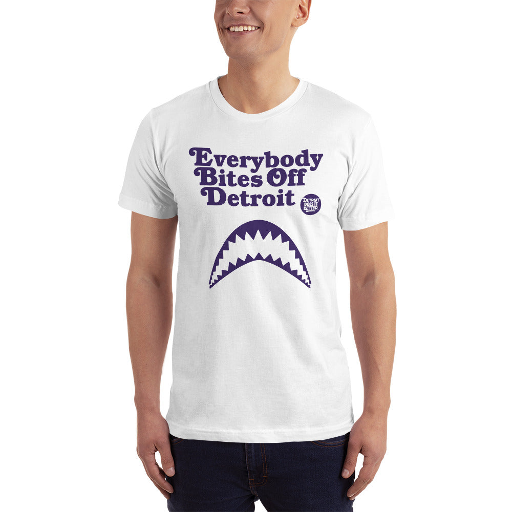 Detroit Influences Culture... Period Short Sleeve T-Shirt Purple Colorway Detroit Does It Better Jordan Matching