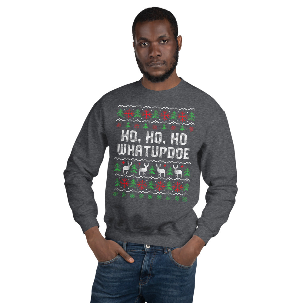 Ho, Ho, Ho WhatUpDoe #SoDetroit Ugly Christmas Unisex Sweatshirt 2019