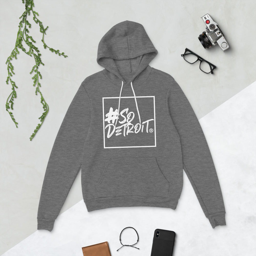 Ladies' #SoDetroit Framed Logo (Unisex style) hoodie