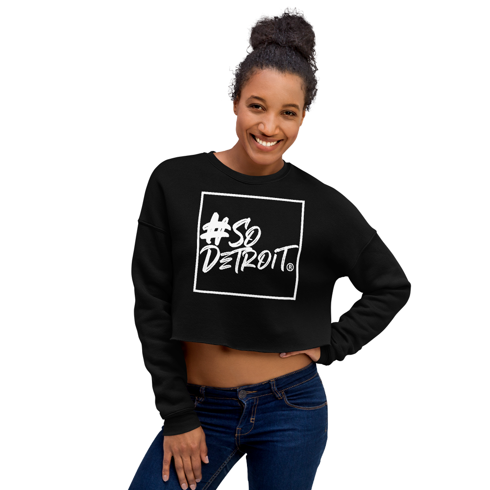 Ladies' #SoDetroit Framed Logo Crop Sweatshirt