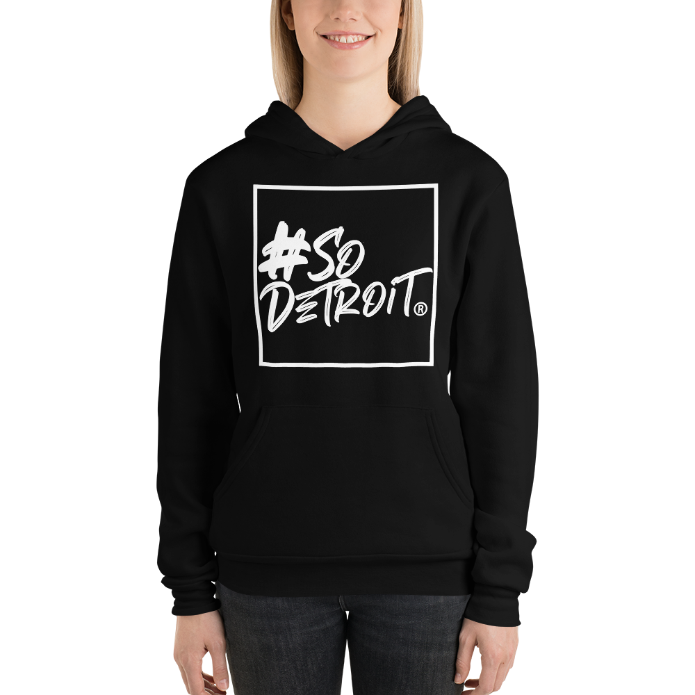 Ladies' #SoDetroit Framed Logo (Unisex style) hoodie