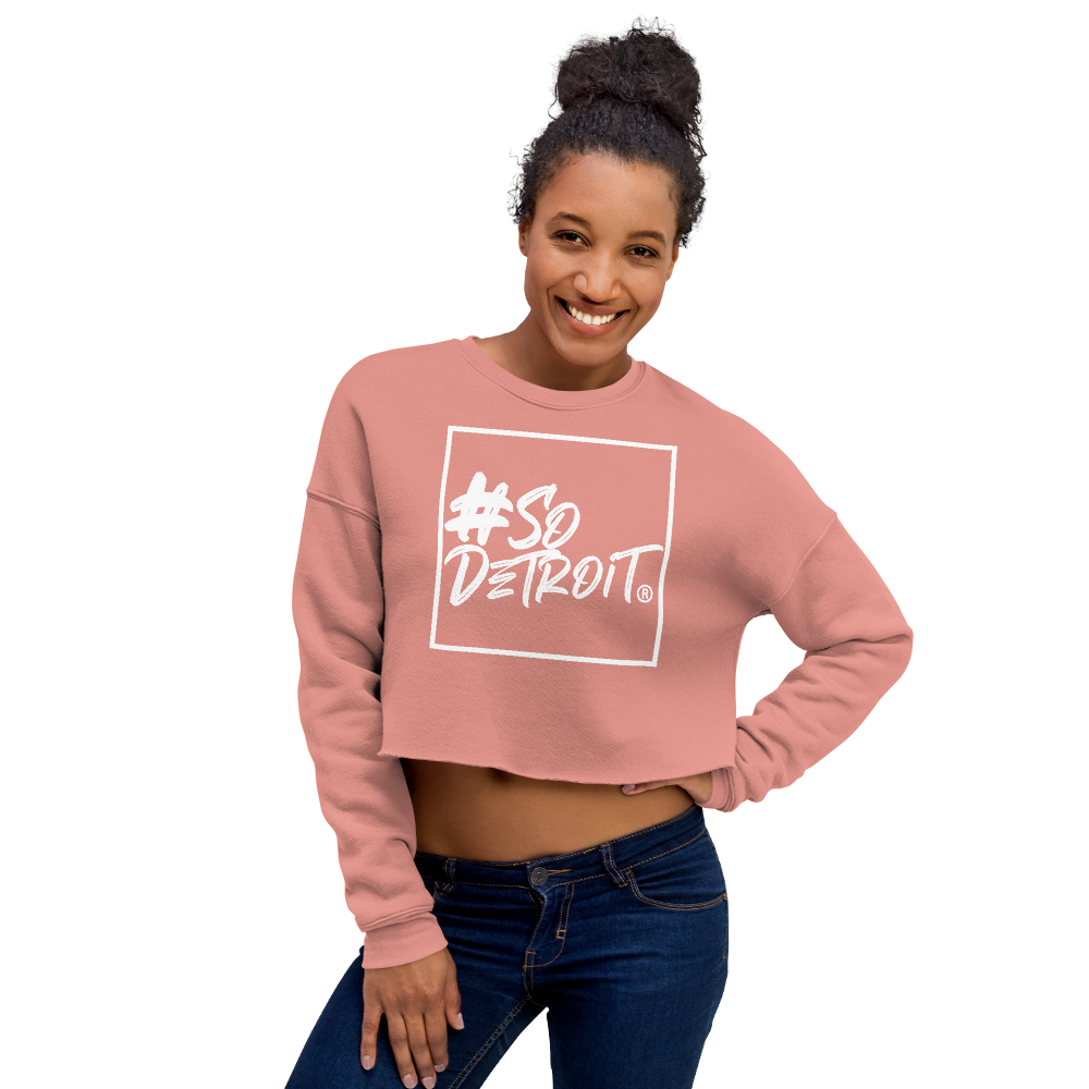 Ladies' #SoDetroit Framed Logo Crop Sweatshirt